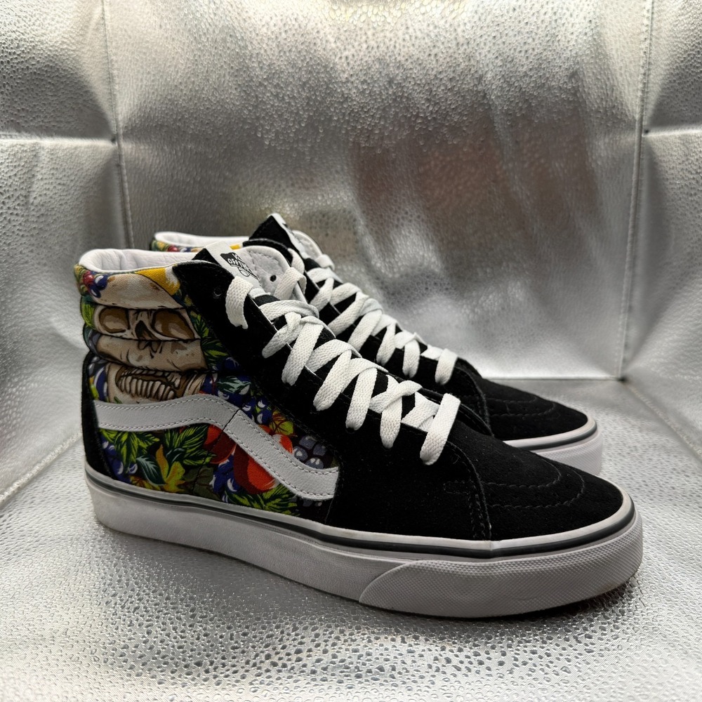 Size 6.5M/8W Vans‎ Sk8-Hi Fruit Skull Black White Unisex Skate Shoes 508731